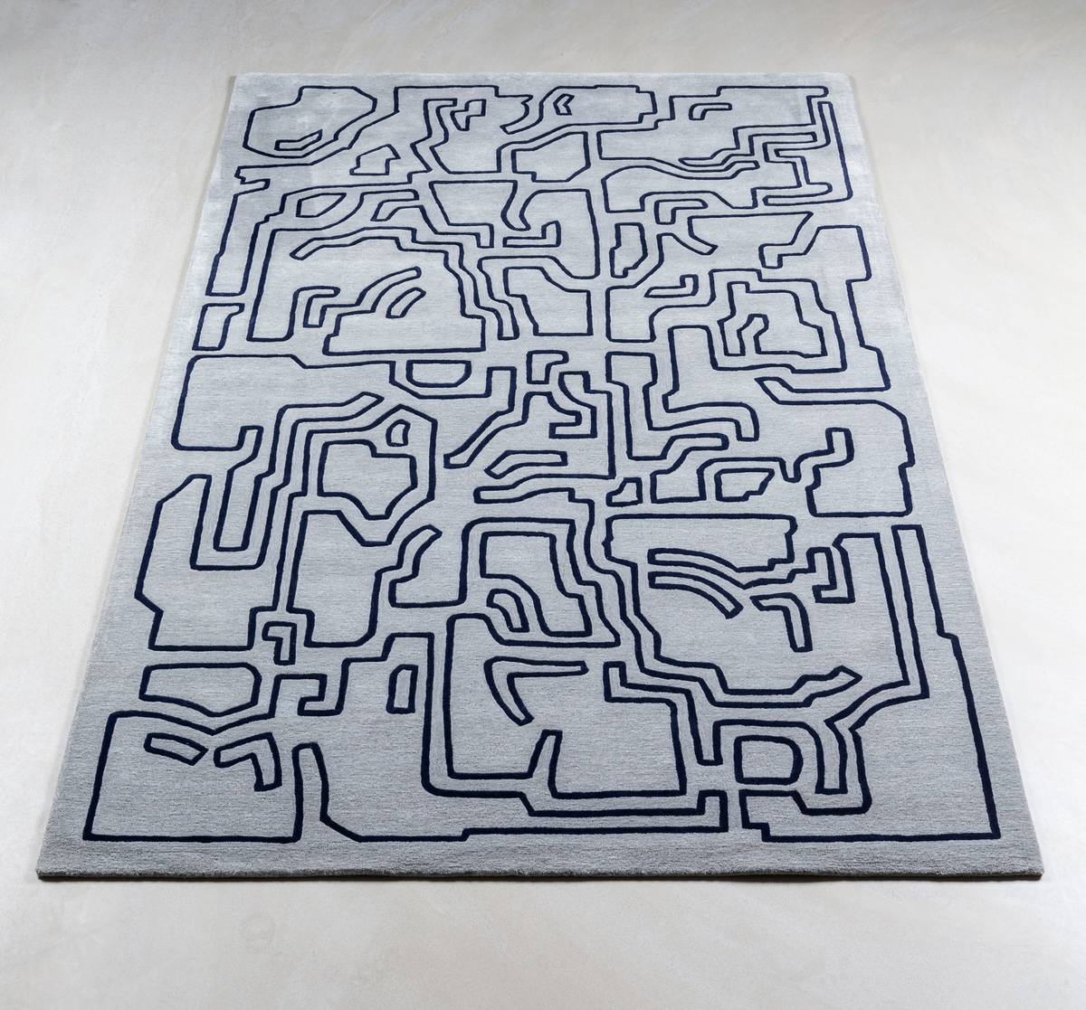 Massimo Structures Fragment 2 tapis bleu, vue en perspective