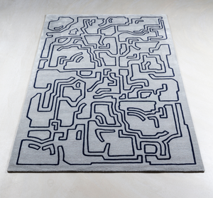 Massimo Structures Fragment 2 tapis bleu, vue en perspective