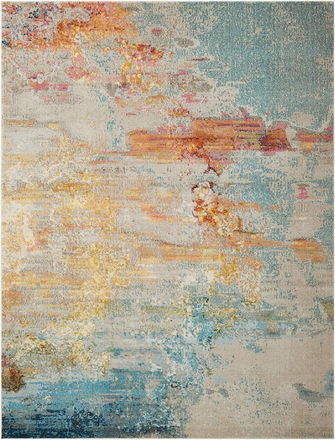 Nourison Celestial Sealife woven synthetic rug with abstract pastel pattern - modern durable design